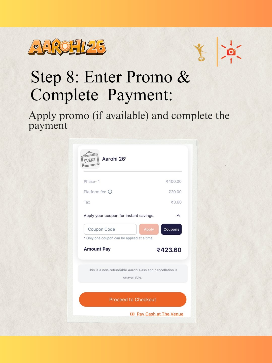Step 8: Promo and Payment